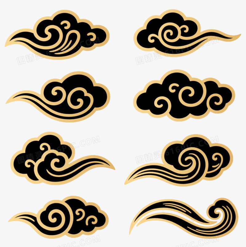 金色祥云传统中式装饰图案