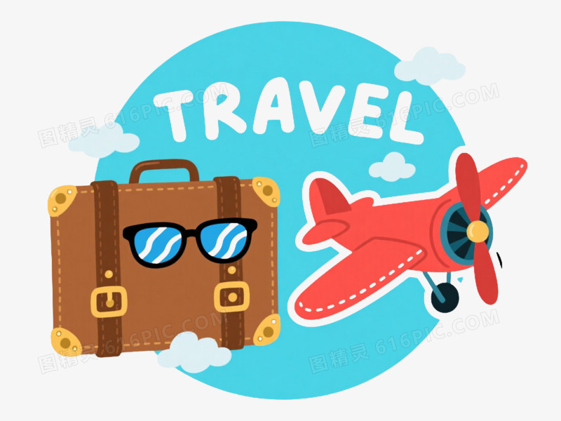 复古旅行主题扁平插画元素