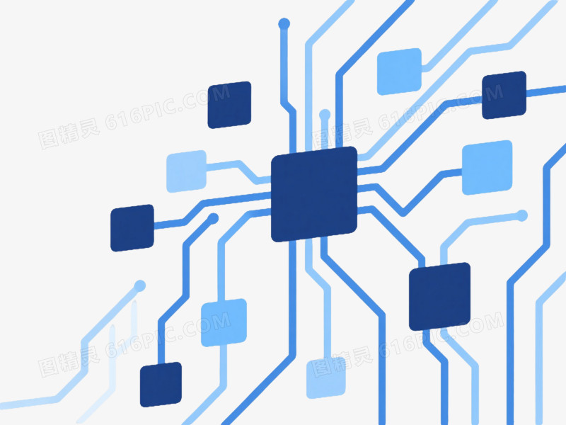 蓝白科技电路抽象图案元素