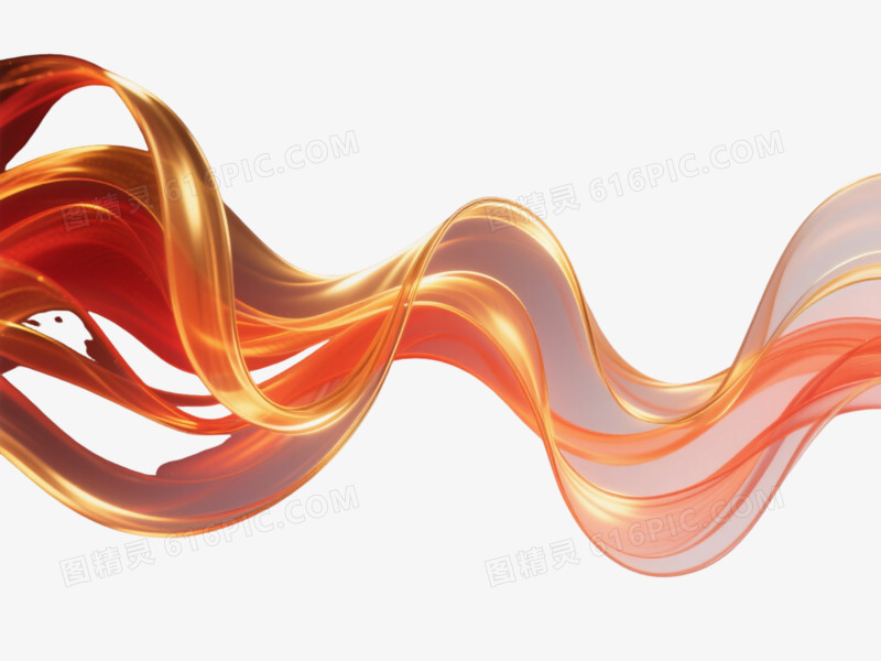 橙金流动光带漂浮元素
