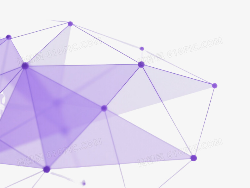 紫色低多边形科技漂浮元素