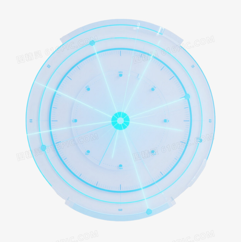 科技感蓝色全息HUD界面漂浮元素