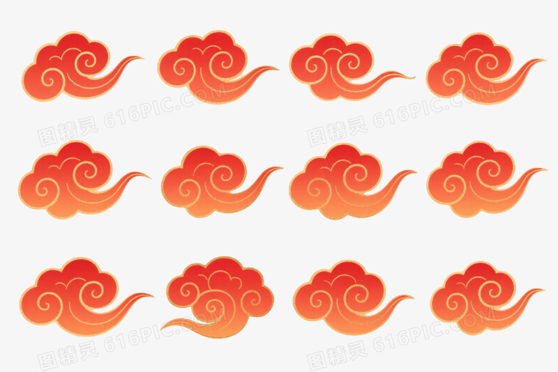 红金祥云传统中式装饰图案