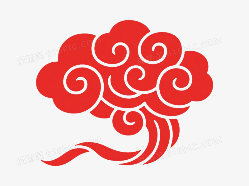 红色祥云传统中式装饰图案