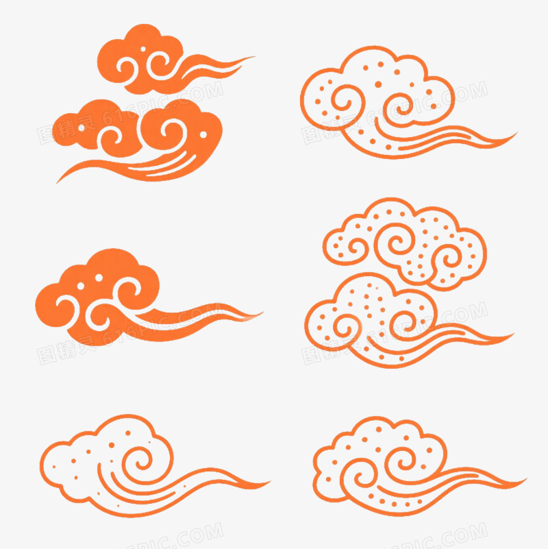 橙色祥云装饰图案