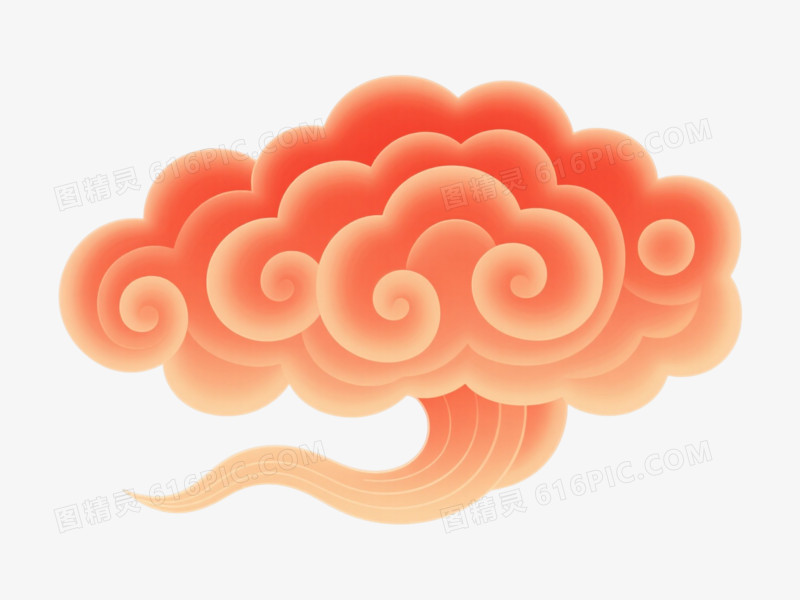 橙红祥云纹样装饰图案