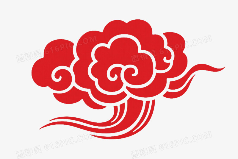 红色祥云传统中式装饰图案
