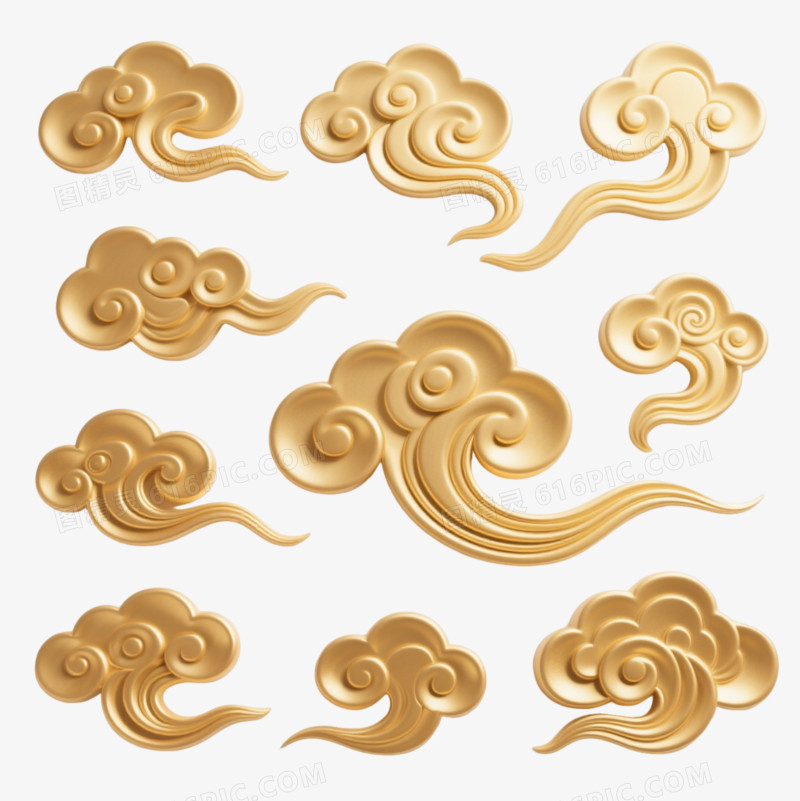 金色祥云传统中式装饰图案