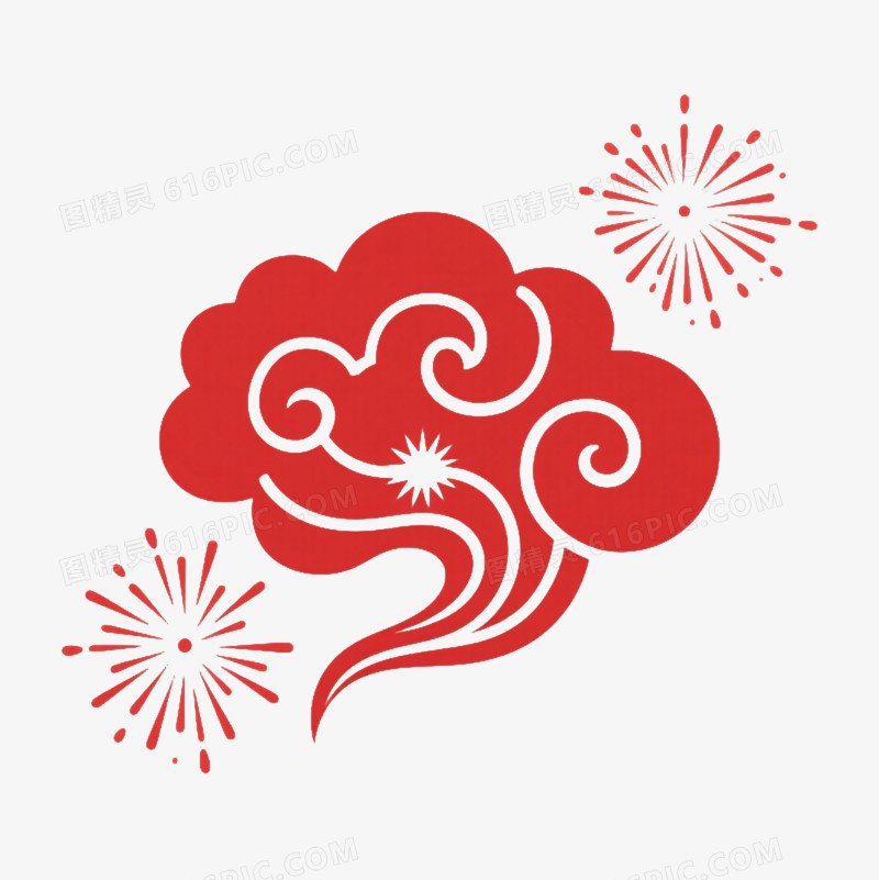 红色祥云烟花装饰图案