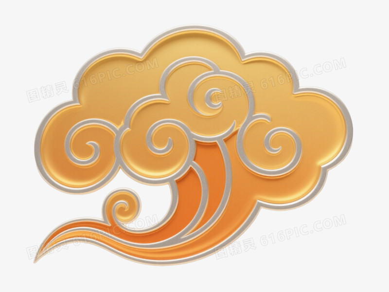 金色祥云立体浮雕装饰图案