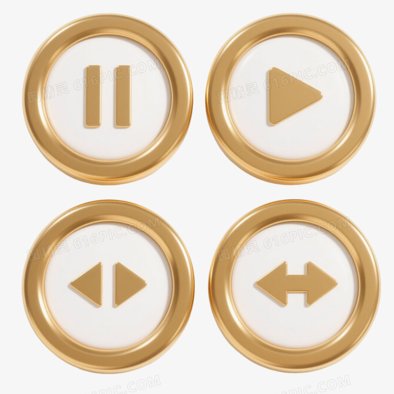 金色音乐控制按钮漂浮元素