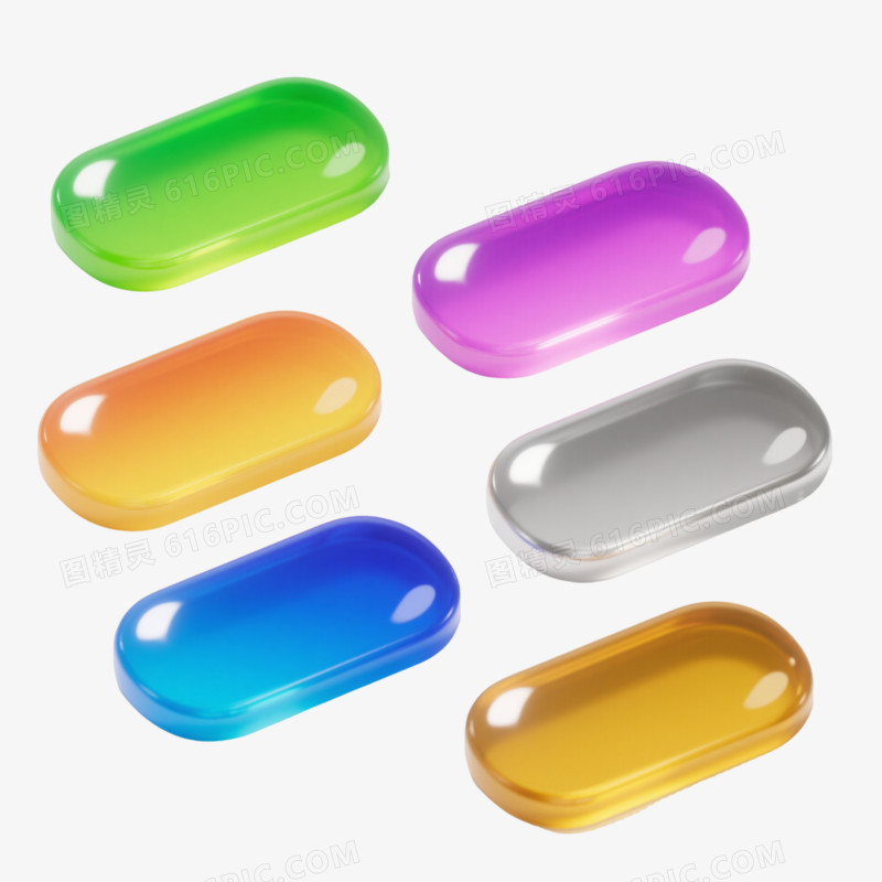 六色渐变高光按钮UI元素