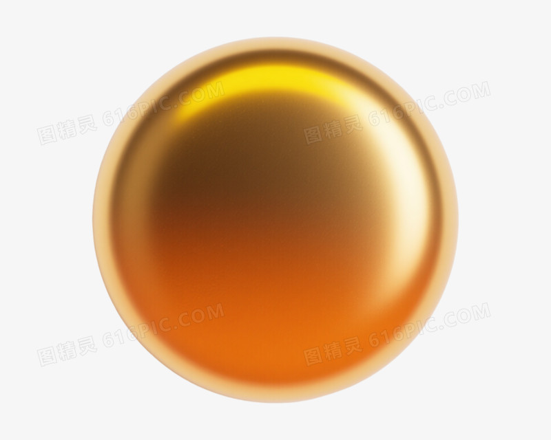 金橙渐变椭圆按钮效果元素