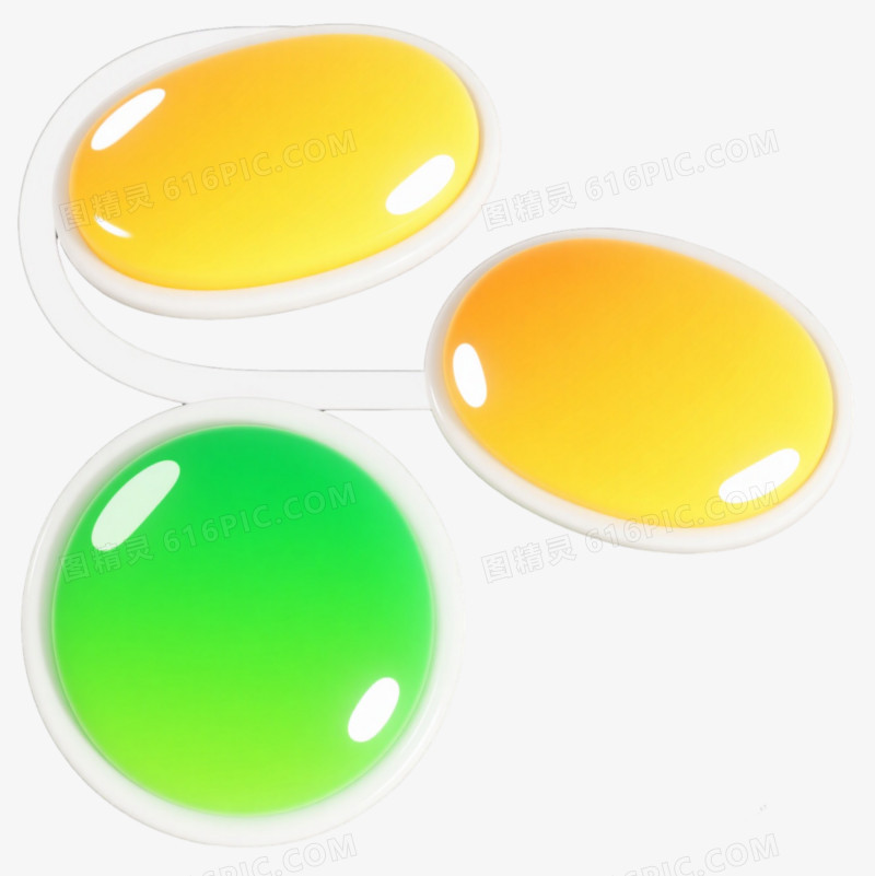 黄绿渐变高光按钮漂浮元素