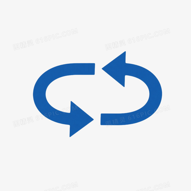 蓝色循环箭头扁平矢量漂浮元素