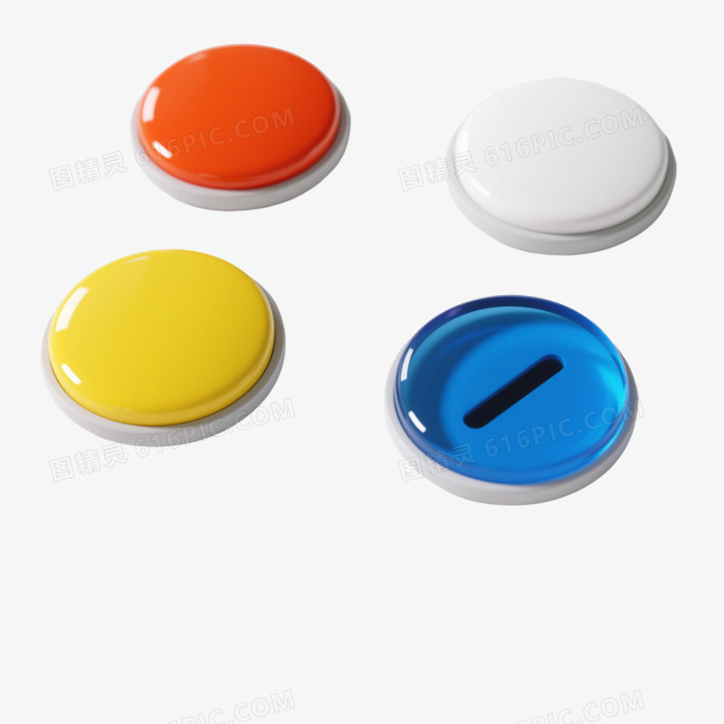 四色质感按钮UI元素