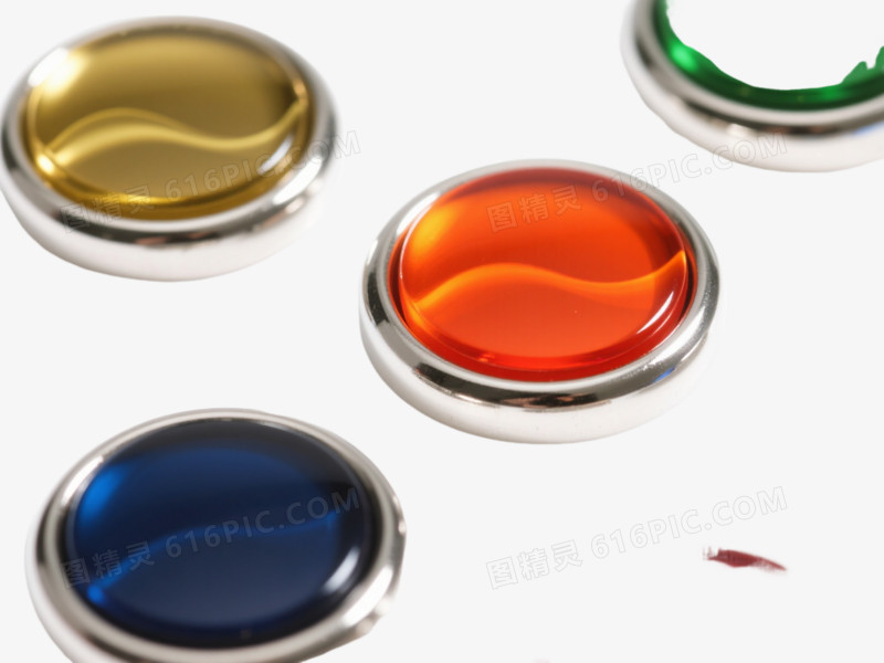 六色玻璃按钮效果元素