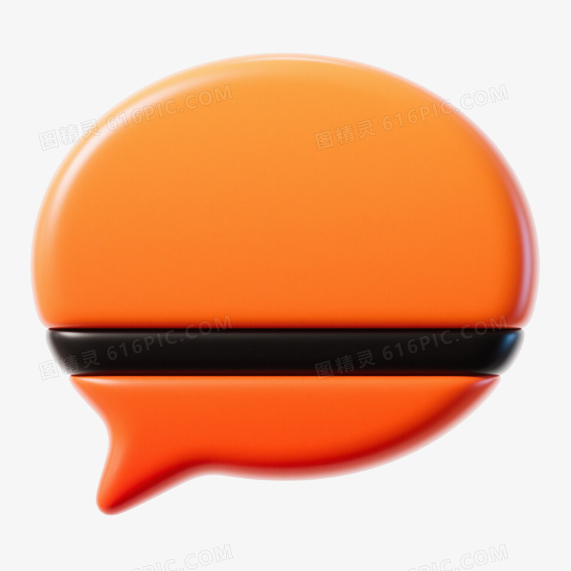 橙色渐变对话气泡漂浮元素