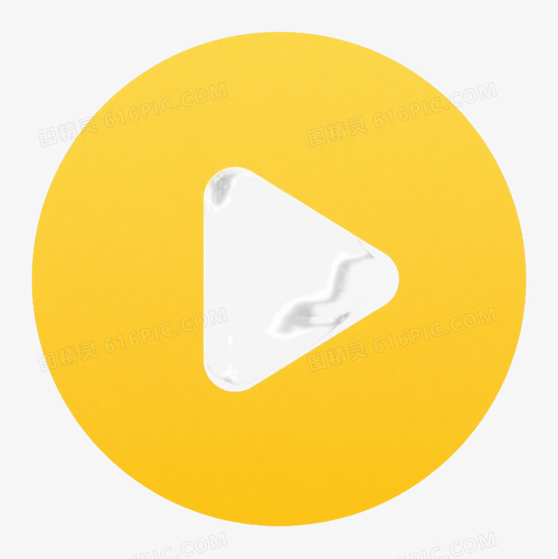 黄色背景白色播放按钮图标元素