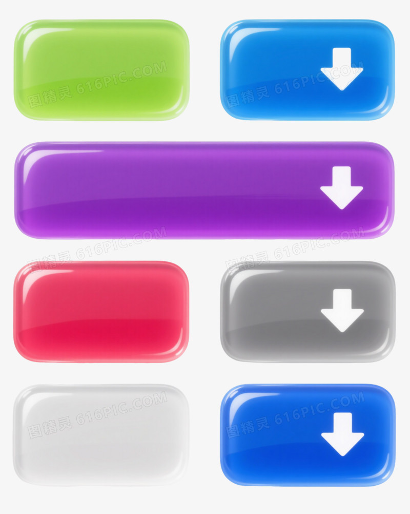 七彩玻璃按钮效果元素