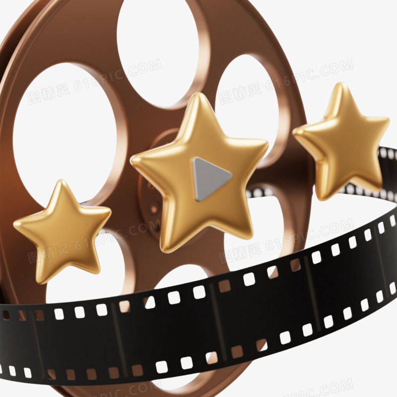 棕金胶片卷轴漂浮元素