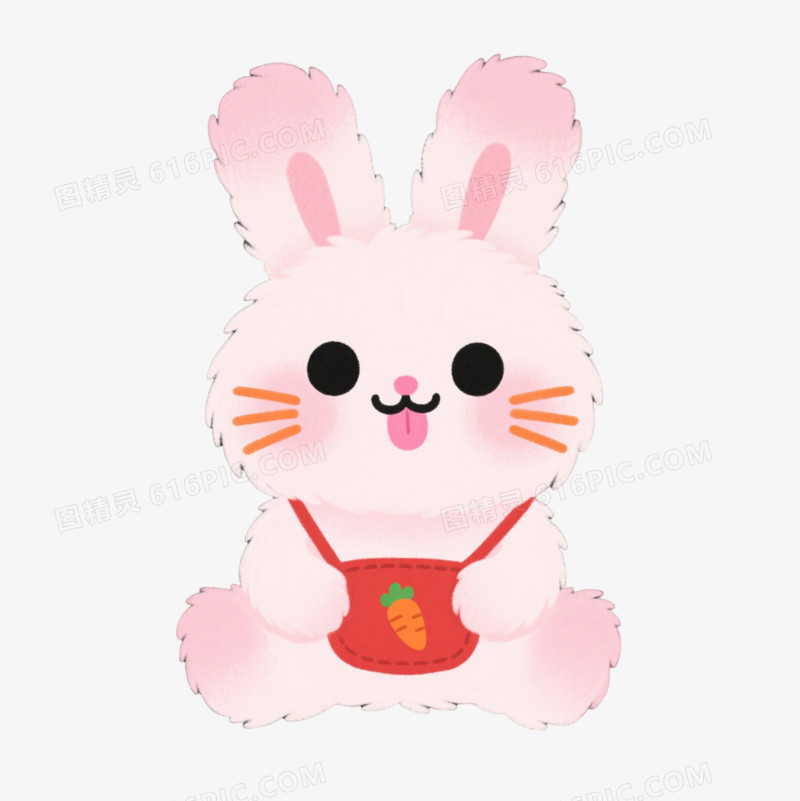 粉白兔子卡通手绘元素
