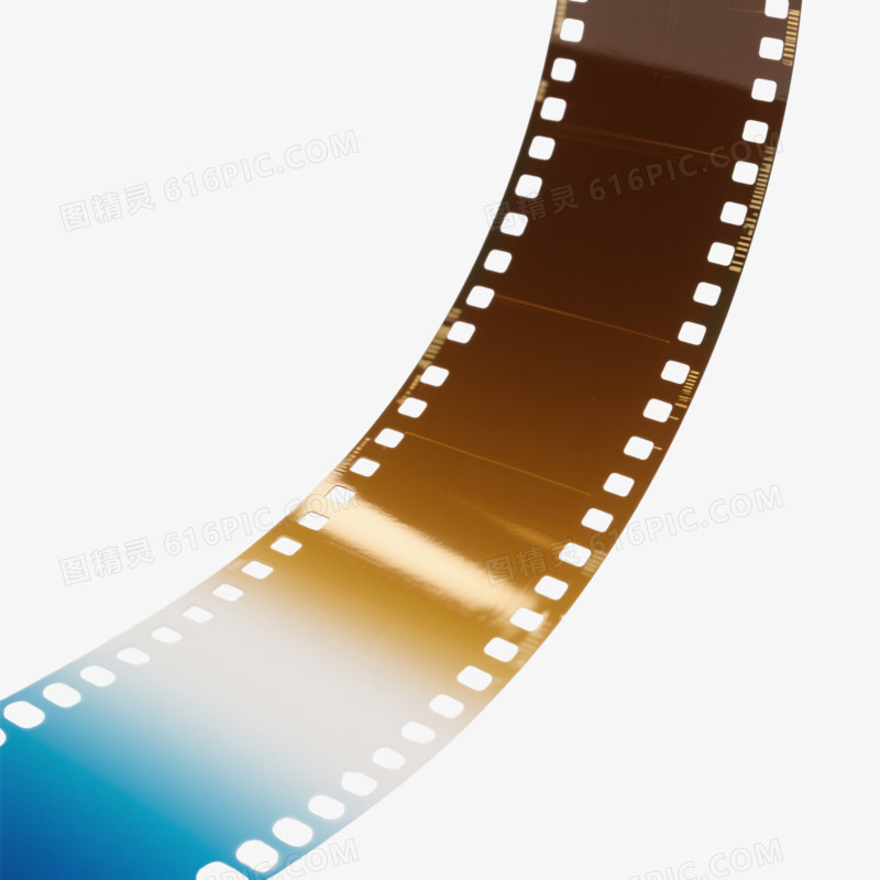 蓝白金棕渐变胶片带漂浮元素