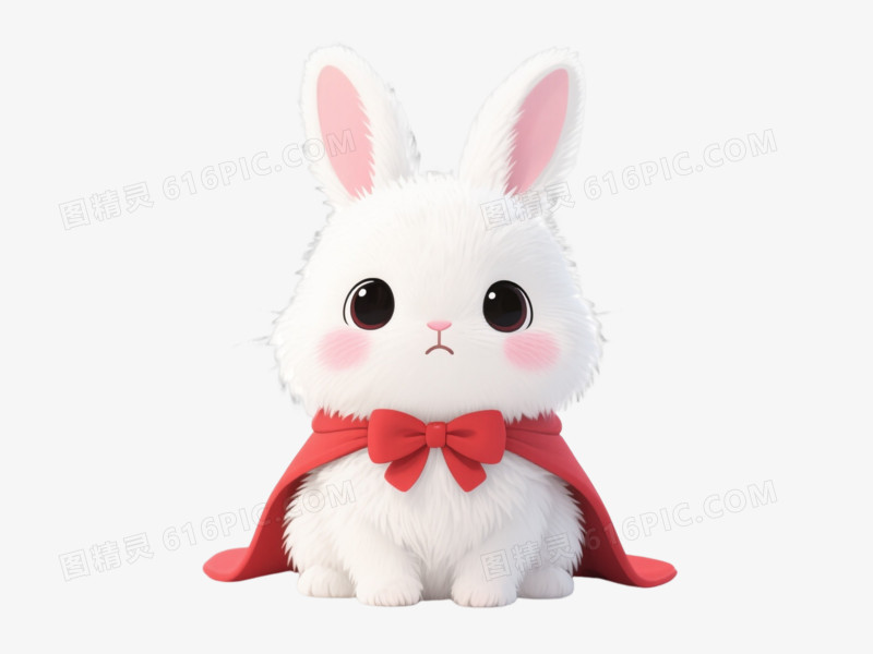 白色蓬松兔卡通手绘元素