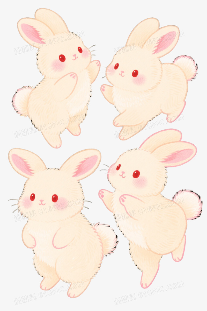 浅米色蓬松兔卡通手绘元素