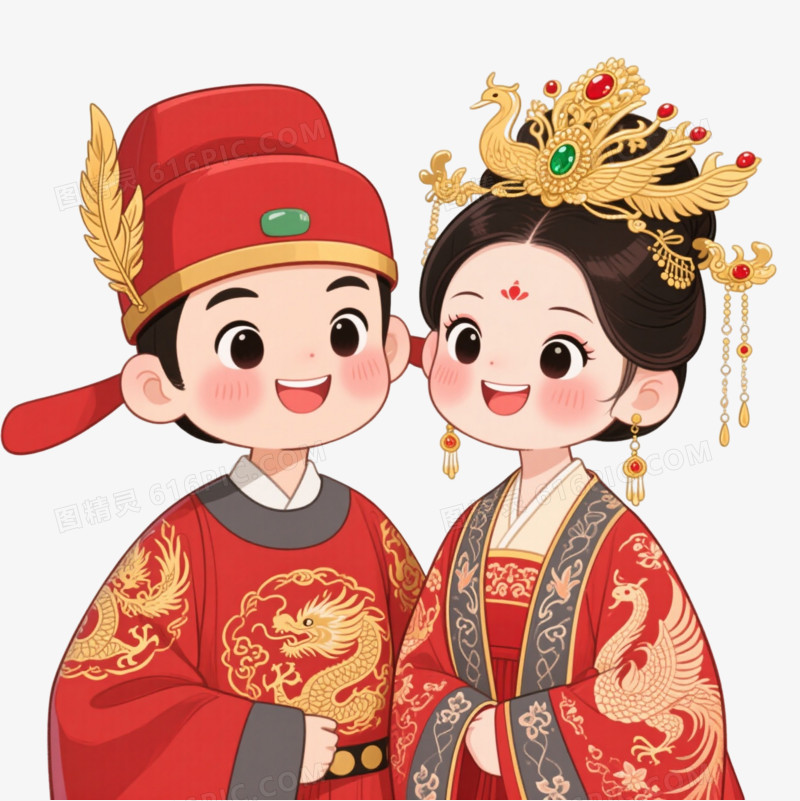 Q版古风新人卡通手绘元素