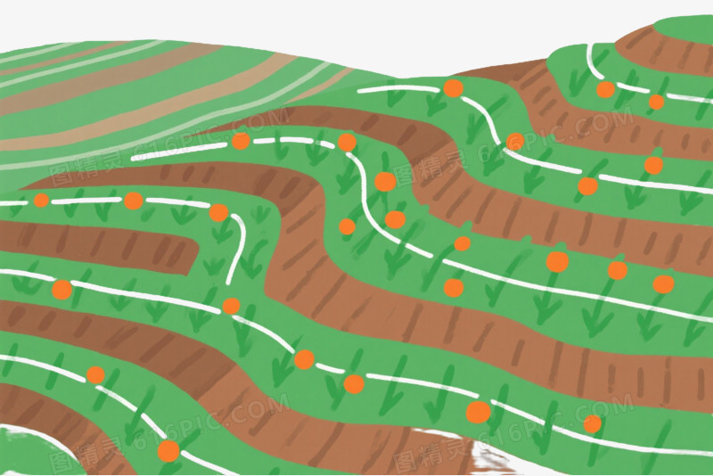 绿色梯田扁平插画元素