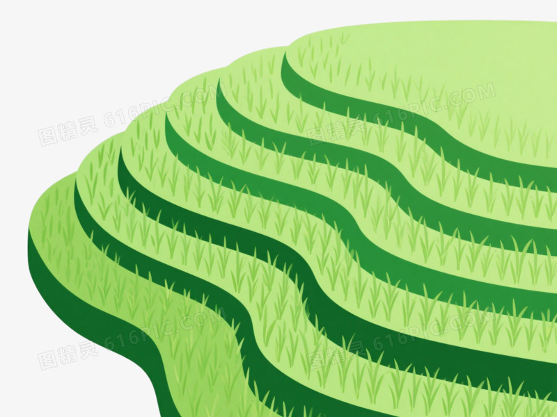 绿色梯田扁平插画元素