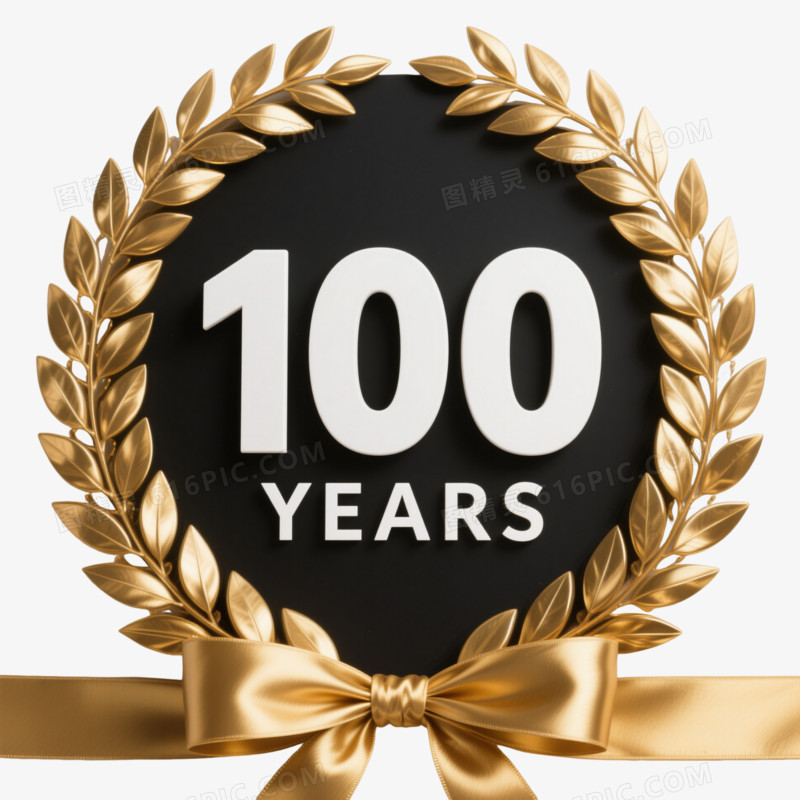 金色月桂花环100 YEARS装饰图案