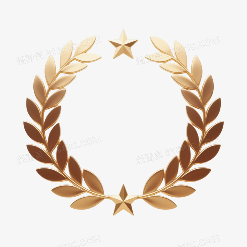 金色月桂花环装饰图案