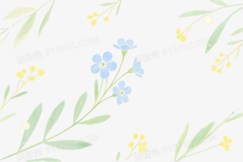 淡蓝五瓣小花卡通手绘元素