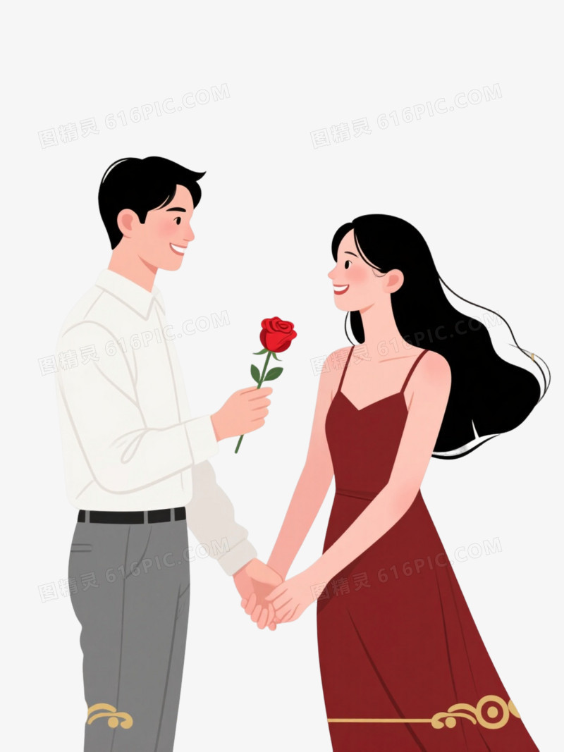 情侣结婚扁平插画装饰图案