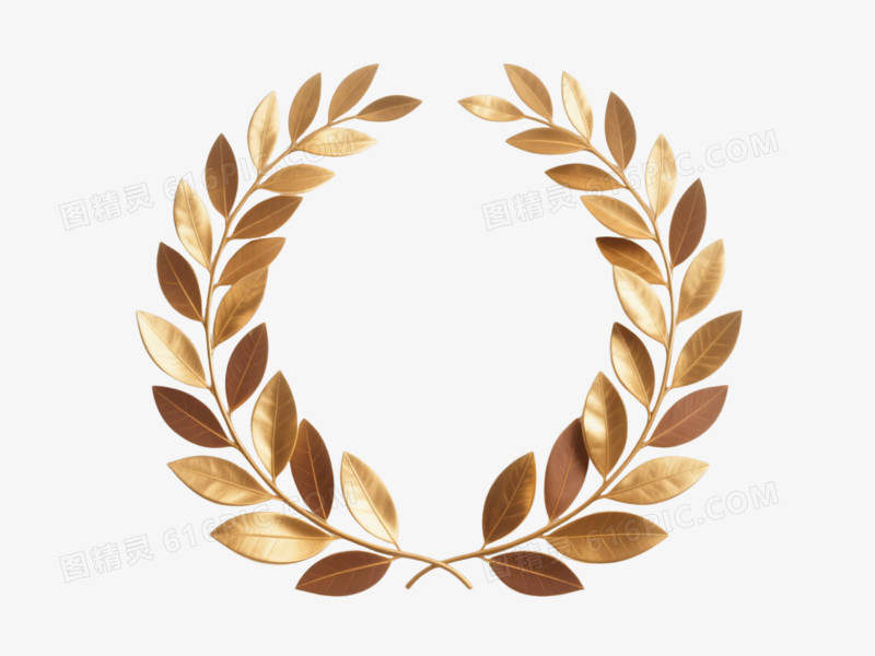 金色月桂叶花环装饰图案