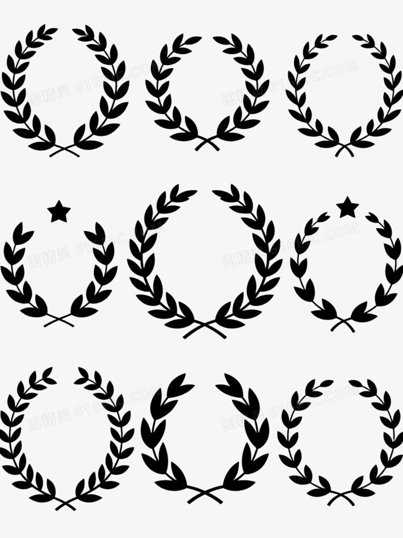 黑色月桂花环装饰图案