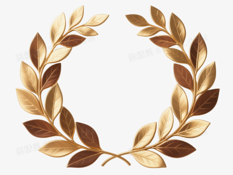 金色月桂叶花环装饰图案
