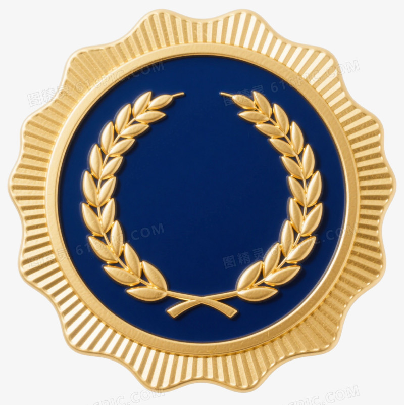 金色波浪边徽章装饰图案