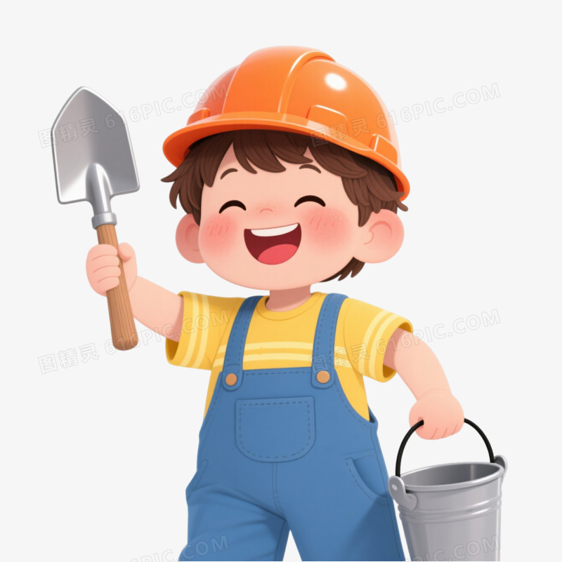 开心男孩卡通手绘元素