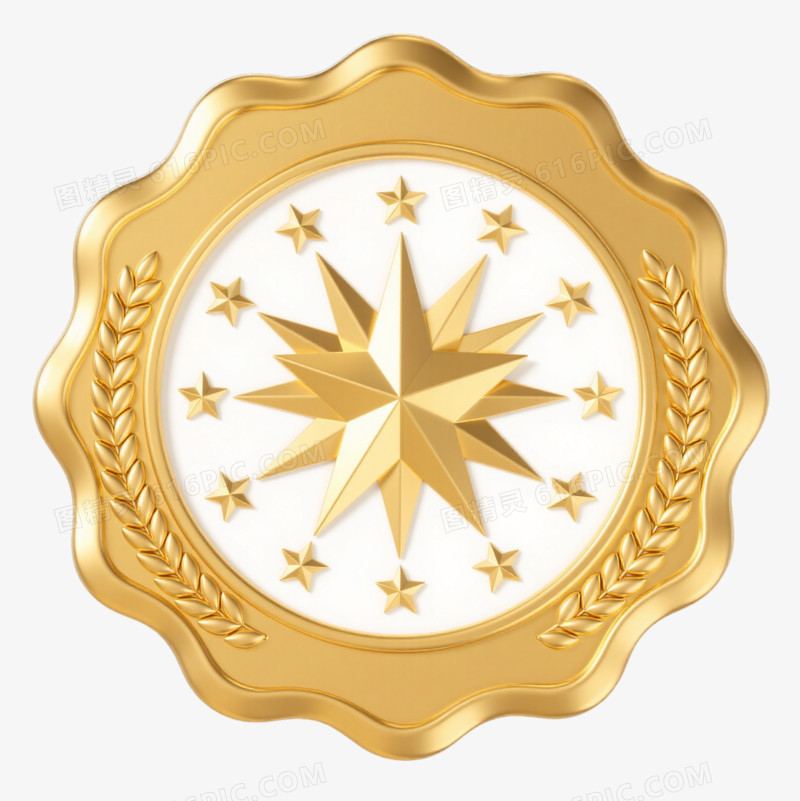 金色十二星徽章元素