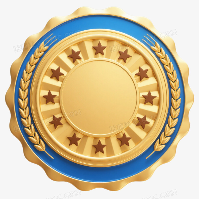 金色徽章党政军警元素