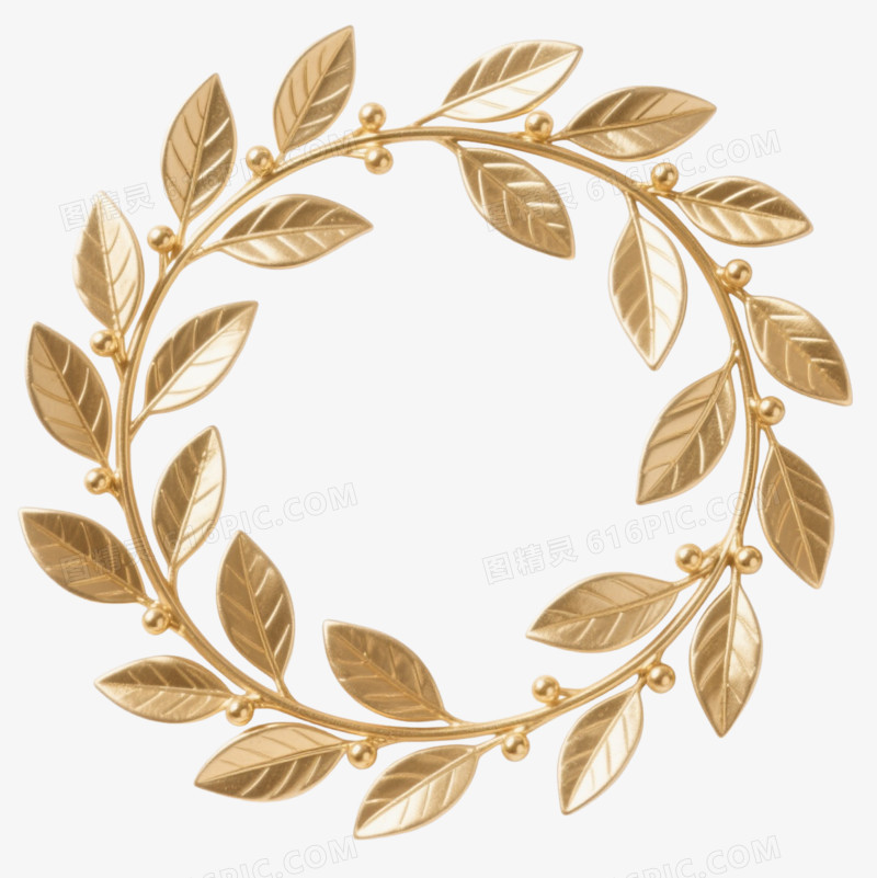 金色月桂叶花环装饰图案