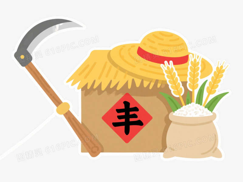 丰收主题扁平插画元素