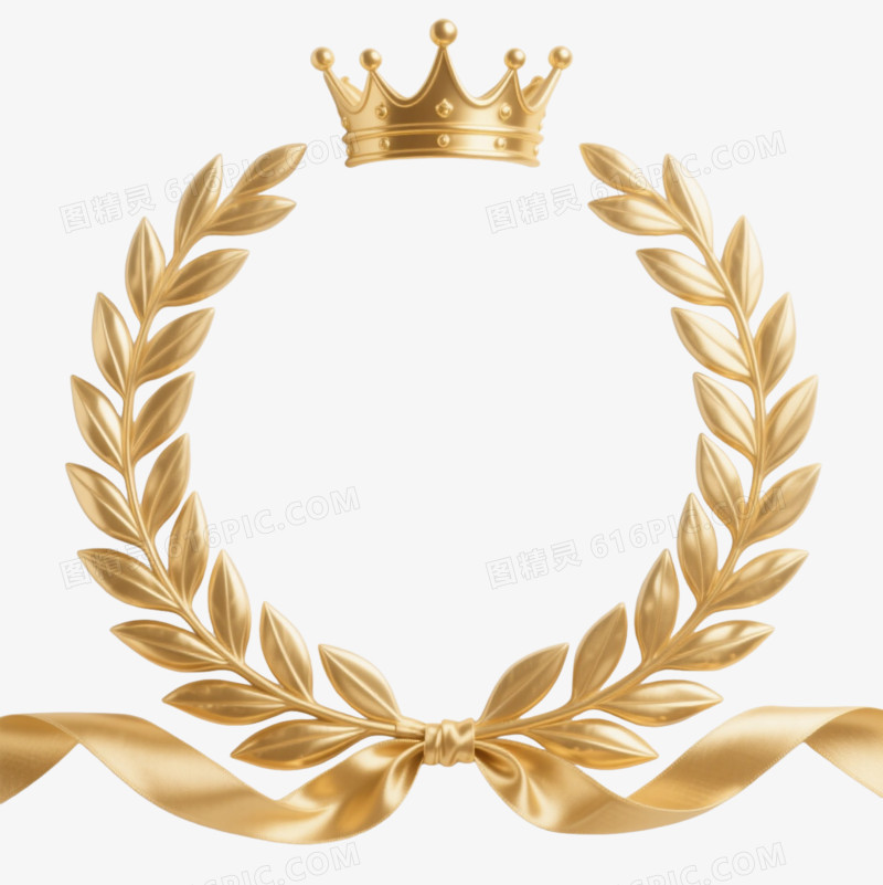金色月桂花环装饰图案