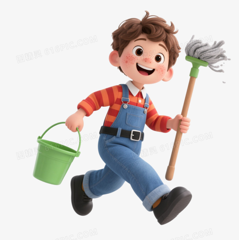 棕发雀斑男孩卡通手绘元素