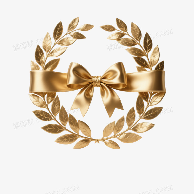 金色月桂叶花环装饰图案