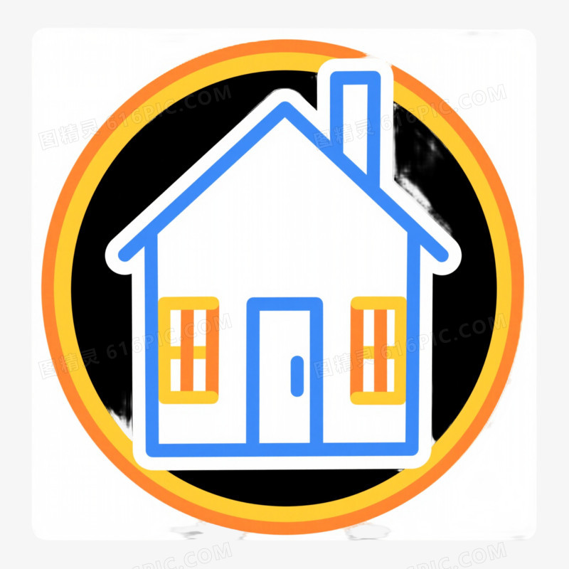 蓝线简约房屋扁平矢量元素