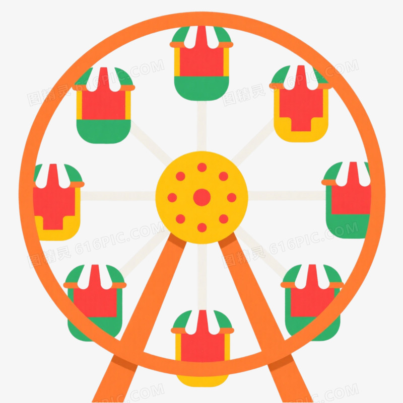 彩色摩天轮扁平插画元素